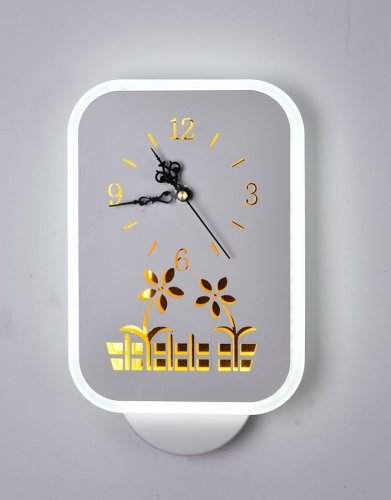 Светильник светодиодный часы Мелодия Света Цветы 6281-26W 26Вт 220В Белый картинка 